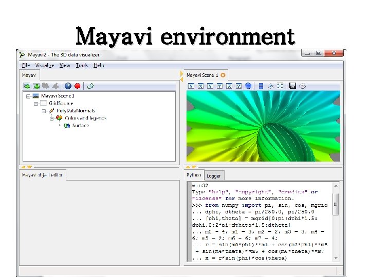 Mayavi environment 