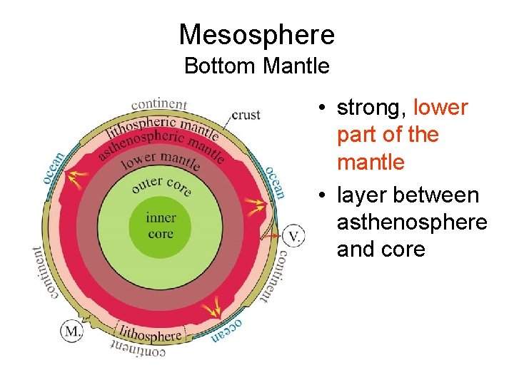 Mesosphere Bottom Mantle • strong, lower part of the mantle • layer between asthenosphere