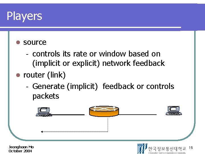 Players source controls its rate or window based on (implicit or explicit) network feedback