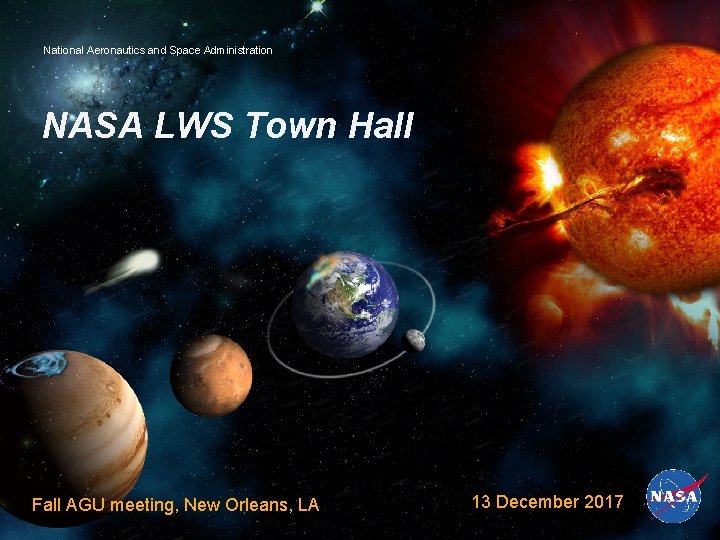 National Aeronautics and Space Administration NASA LWS Town Hall Fall AGU meeting, New Orleans,