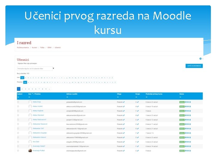 Učenici prvog razreda na Moodle kursu 