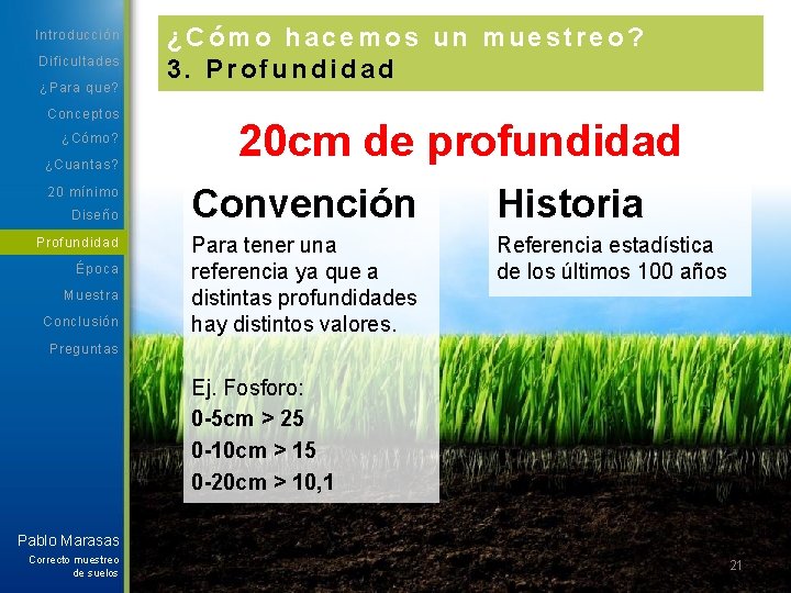 Introducción Dificultades ¿Para que? Conceptos ¿Cómo? ¿Cuantas? 20 mínimo Diseño Profundidad Época Muestra Conclusión