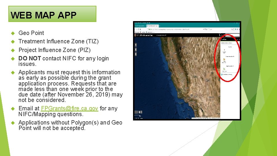 WEB MAP APP Geo Point Treatment Influence Zone (TIZ) Project Influence Zone (PIZ) DO