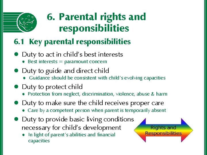 6. Parental rights and responsibilities 6. 1 Key parental responsibilities l Duty to act