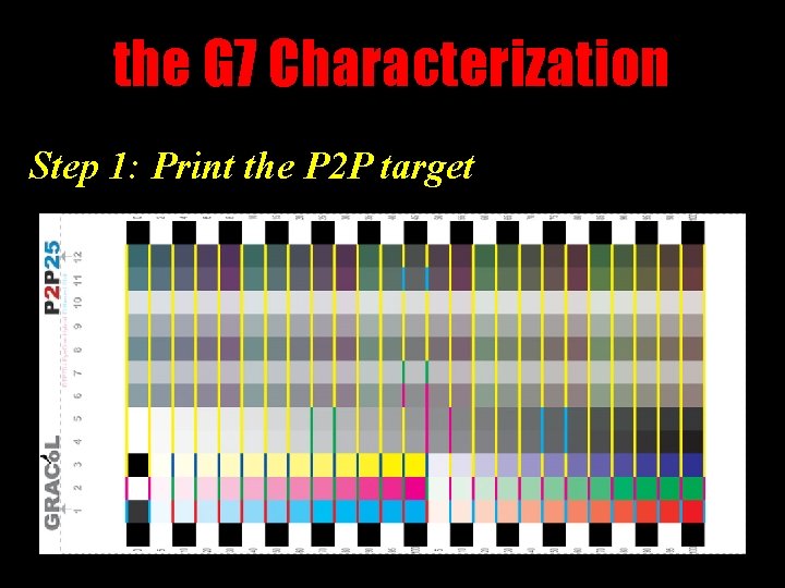 the G 7 Characterization Step 1: Print the P 2 P target 