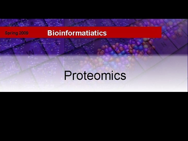 Spring 2009 Intro Bioinformatiatics Proteomics 