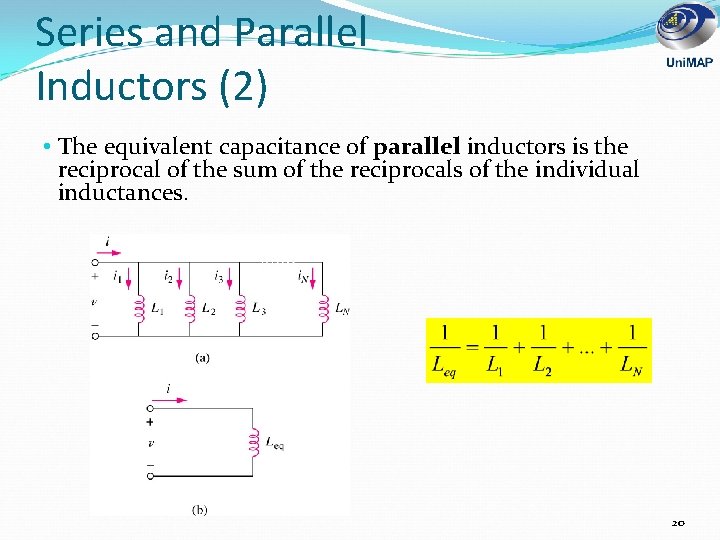 Series and Parallel Inductors (2) • The equivalent capacitance of parallel inductors is the