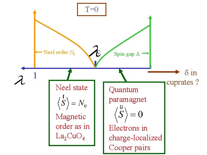 T=0 Neel order N 0 c Spin gap D 1 Neel state Magnetic order