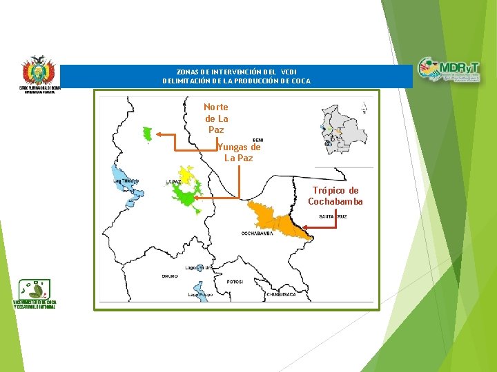 ZONAS DE INTERVENCIÓN DEL VCDI DELIMITACIÓN DE LA PRODUCCIÓN DE COCA Norte de La
