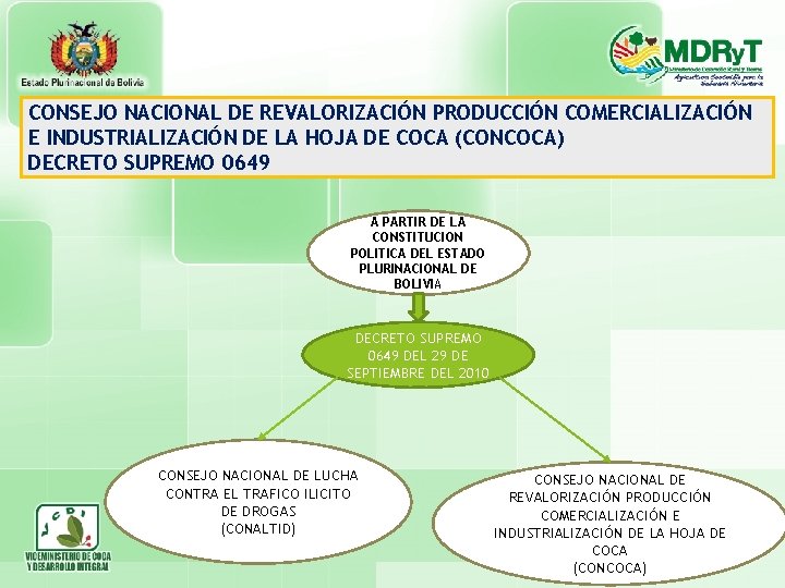CONSEJO NACIONAL DE REVALORIZACIÓN PRODUCCIÓN COMERCIALIZACIÓN E INDUSTRIALIZACIÓN DE LA HOJA DE COCA (CONCOCA)