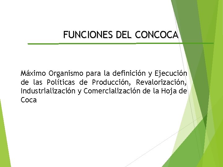 FUNCIONES DEL CONCOCA Máximo Organismo para la definición y Ejecución de las Políticas de