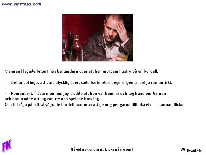 www. vintrosa. com Mannen klagade bittert hos bartendern över att han mött sin hustru