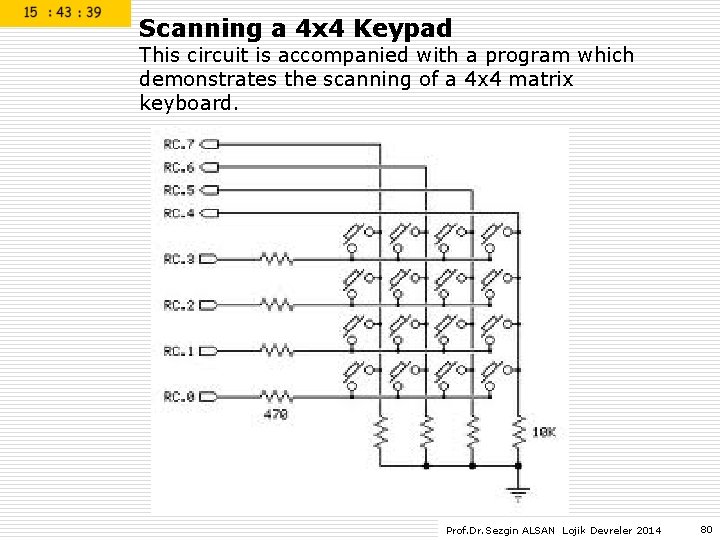 Scanning a 4 x 4 Keypad This circuit is accompanied with a program which Scanning a 4 x 4 Keypad This circuit is accompanied with a program which
