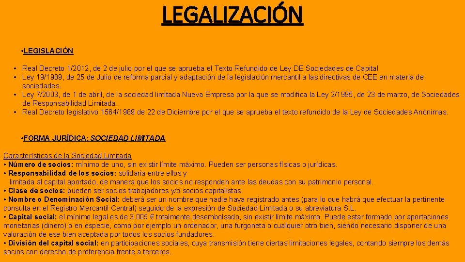 LEGALIZACIÓN • LEGISLACIÓN • Real Decreto 1/2012, de 2 de julio por el que