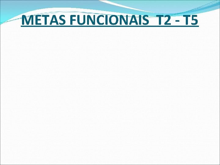 METAS FUNCIONAIS T 2 - T 5 METAS FUNCIONAIS T 2 - T 5