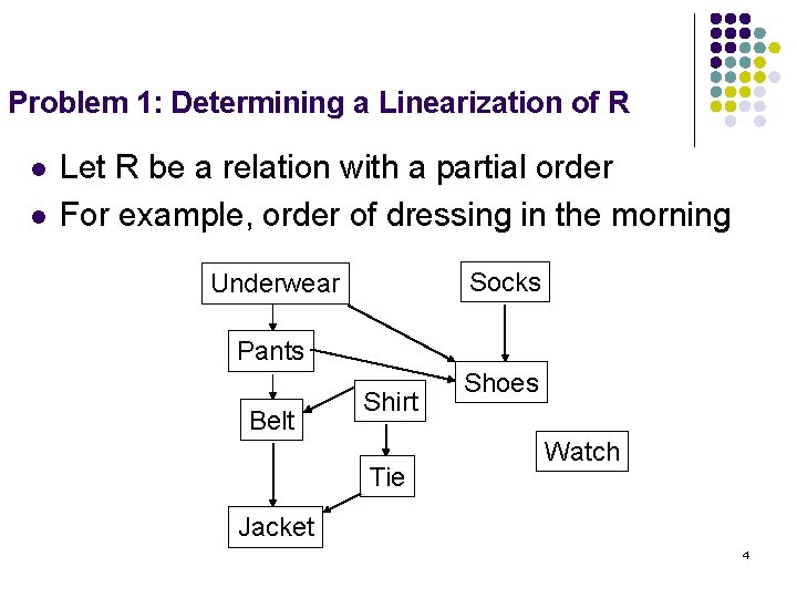 Problem 1: Determining a Linearization of R l l Let R be a relation