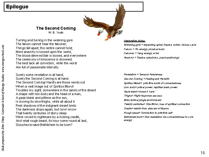 Epilogue The Second Coming Slide prepared by John Chitty, Colorado School of Energy Studies,