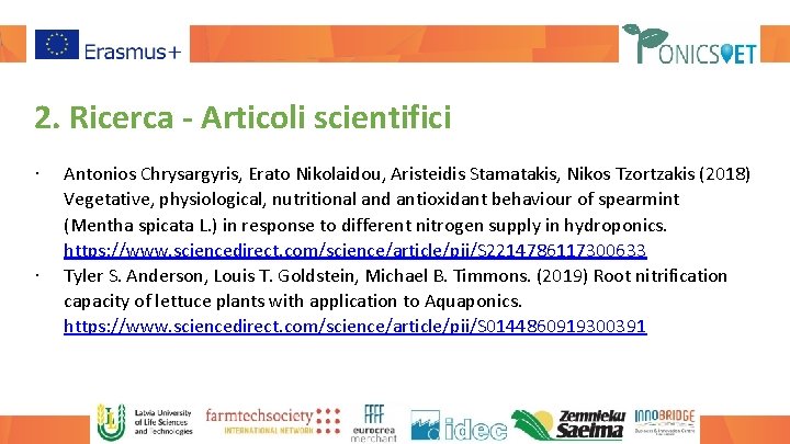 2. Ricerca - Articoli scientifici ∙ ∙ Antonios Chrysargyris, Erato Nikolaidou, Aristeidis Stamatakis, Nikos