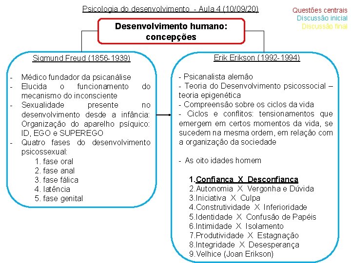 Psicologia do desenvolvimento - Aula 4 (10/09/20) Desenvolvimento humano: concepções Sigmund Freud (1856 -1939)