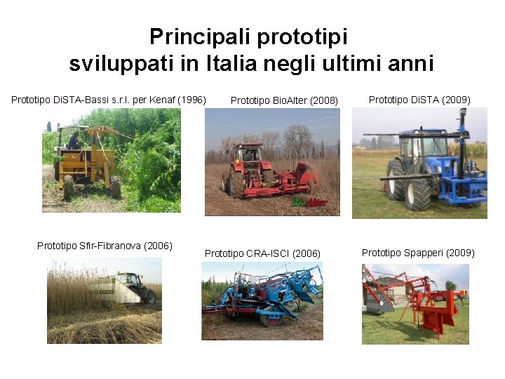 Principali prototipi sviluppati in Italia negli ultimi anni Prototipo Di. STA-Bassi s. r. l.