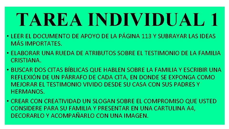 TAREA INDIVIDUAL 1 • LEER EL DOCUMENTO DE APOYO DE LA PÁGINA 113 Y