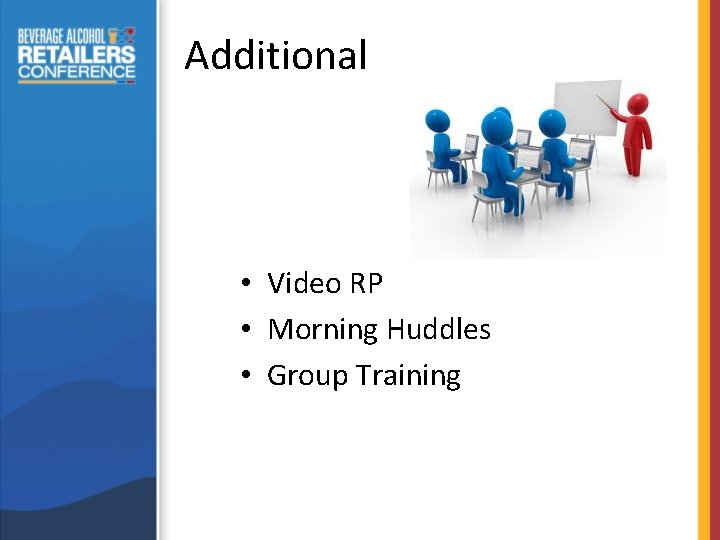 Additional • Video RP • Morning Huddles • Group Training 