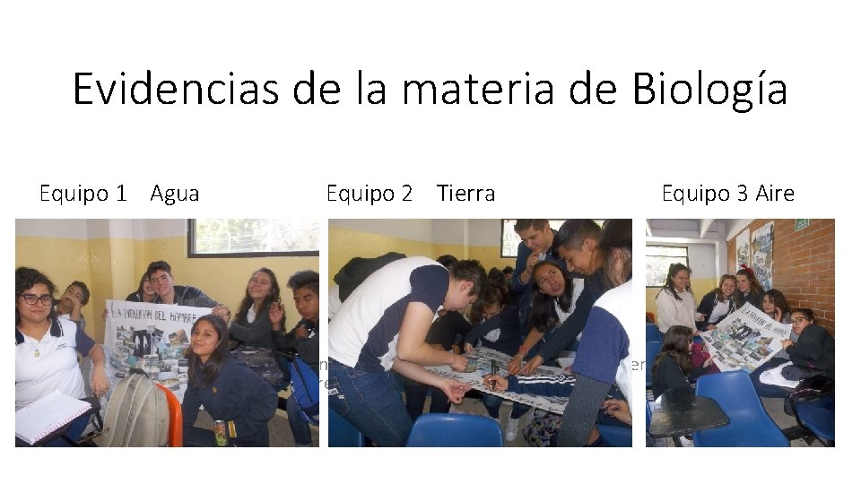 Evidencias de la materia de Biología Equipo 1 Agua Equipo 2 Tierra Equipo 3