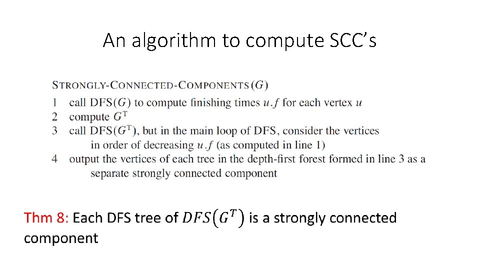 An algorithm to compute SCC’s 