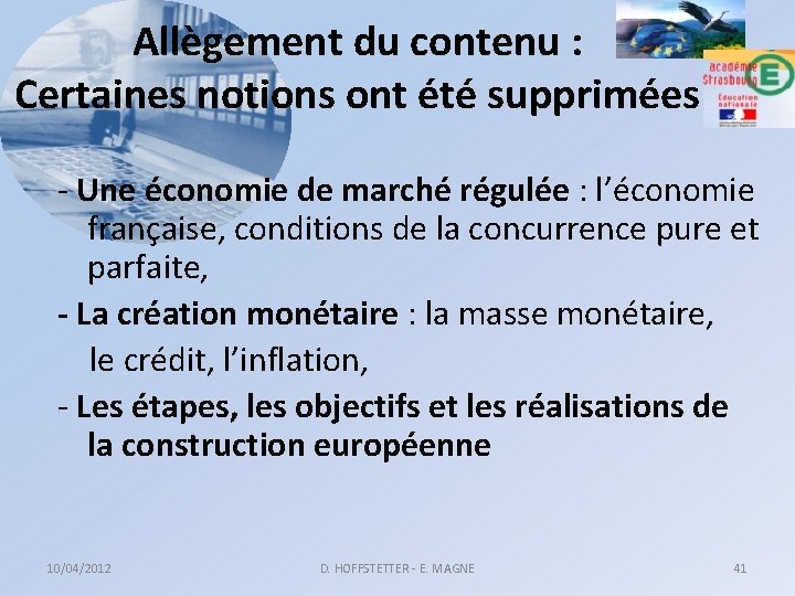Allègement du contenu : Certaines notions ont été supprimées - Une économie de marché