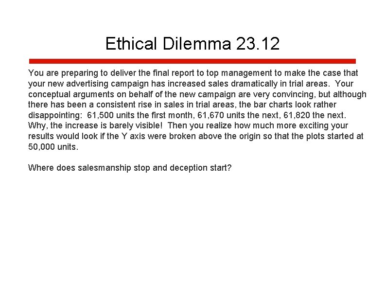 Ethical Dilemma 23. 12 You are preparing to deliver the final report to top Ethical Dilemma 23. 12 You are preparing to deliver the final report to top