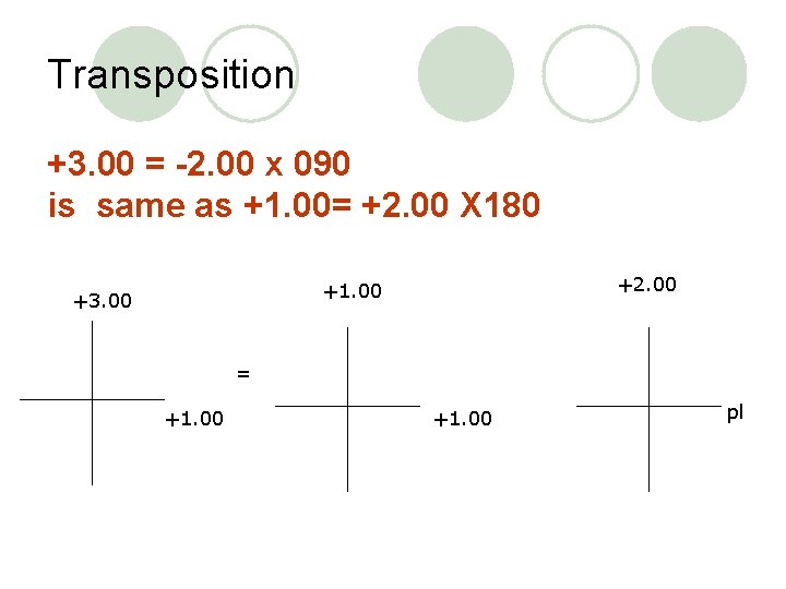 Transposition +3. 00 = -2. 00 x 090 is same as +1. 00= +2.