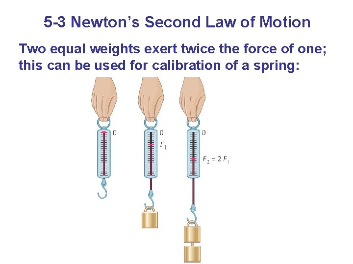 5 -3 Newton’s Second Law of Motion Two equal weights exert twice the force