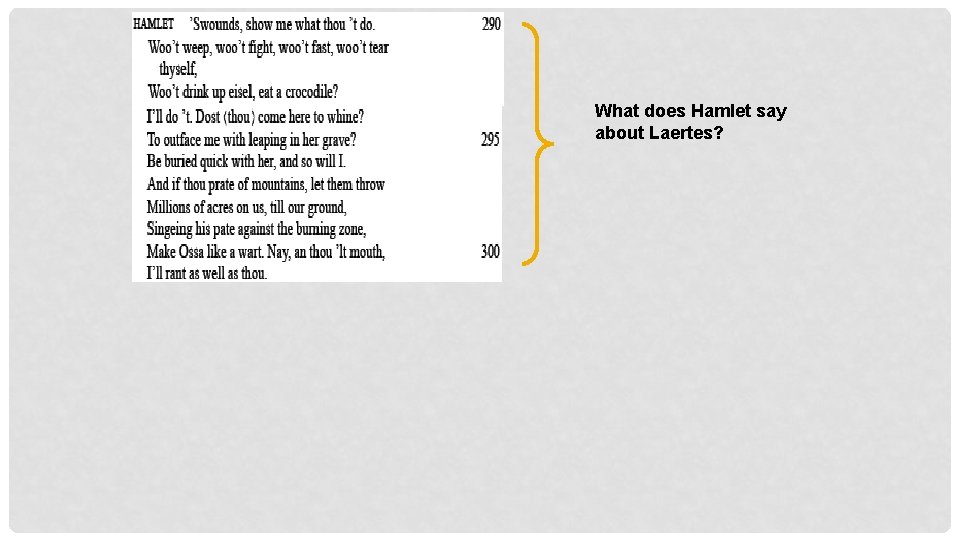 What does Hamlet say about Laertes? 