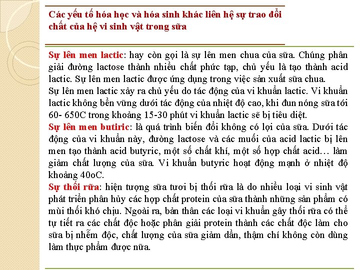 Các yếu tố hóa học và hóa sinh khác liên hệ sự trao đổi