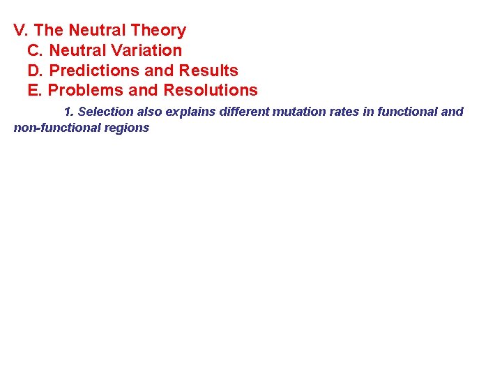 V. The Neutral Theory C. Neutral Variation D. Predictions and Results E. Problems and