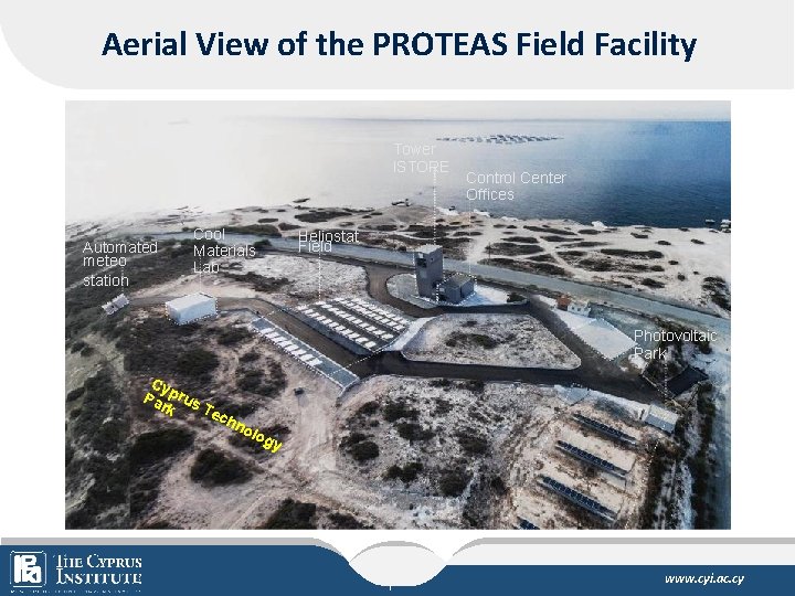 Aerial View of the PROTEAS Field Facility Tower ISTORE Automated meteo station Cool Materials