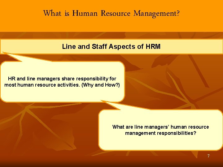 What is Human Resource Management? Line and Staff Aspects of HRM HR and line