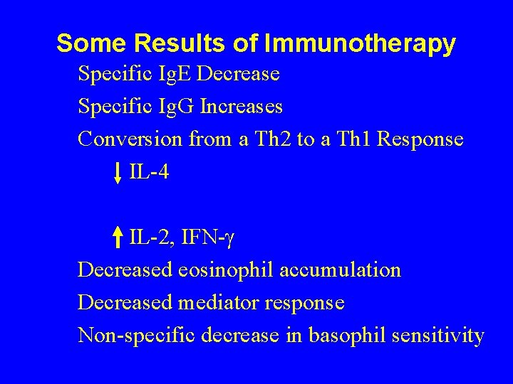 Some Results of Immunotherapy Specific Ig. E Decrease Specific Ig. G Increases Conversion from