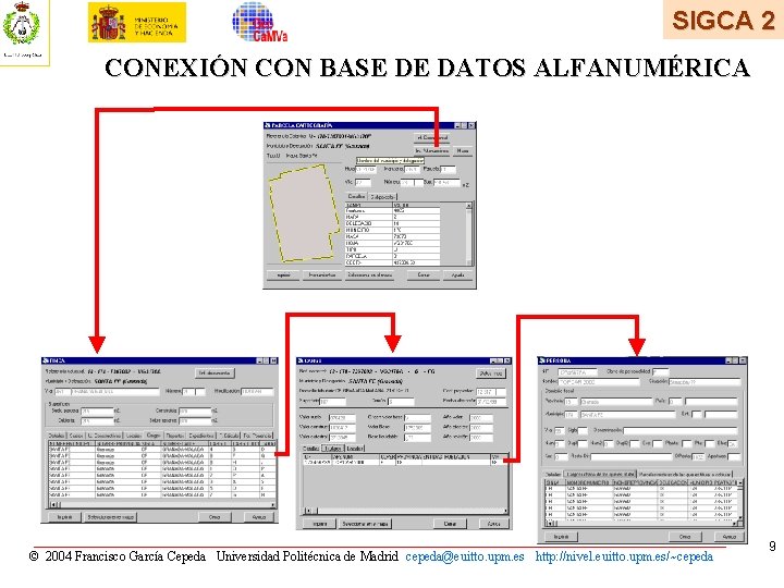 SIGCA 2 CONEXIÓN CON BASE DE DATOS ALFANUMÉRICA © 2004 Francisco García Cepeda Universidad SIGCA 2 CONEXIÓN CON BASE DE DATOS ALFANUMÉRICA © 2004 Francisco García Cepeda Universidad