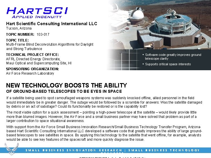 Hart Scientific Consulting International LLC Tucson, Arizona TOPIC NUMBER: 103 -017 TOPIC TITLE: Multi-Frame