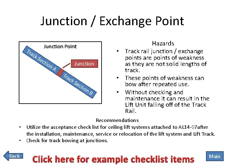 Junction / Exchange Point Junction Hazards • Track rail junction / exchange points are