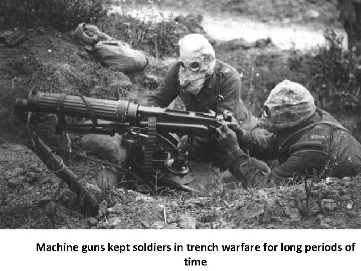 Machine guns kept soldiers in trench warfare for long periods of time 