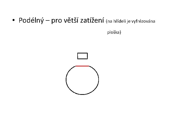  • Podélný – pro větší zatížení (na hřídeli je vyfrézována ploška) 