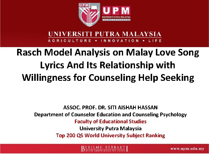 Rasch Model Analysis on Malay Love Song Lyrics And Its Relationship with Willingness for