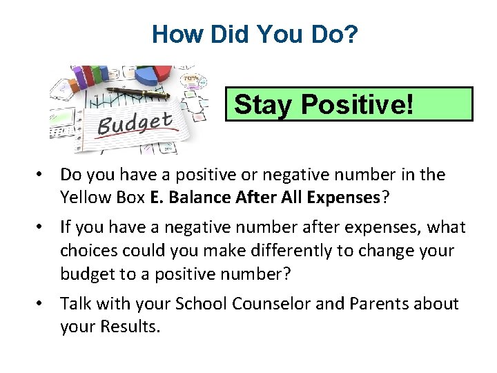How Did You Do? Stay Positive! • Do you have a positive or negative