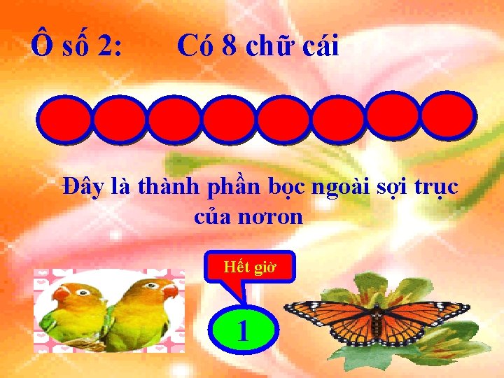 Ô số 2: Có 8 chữ cái Đây là thành phần bọc ngoài sợi