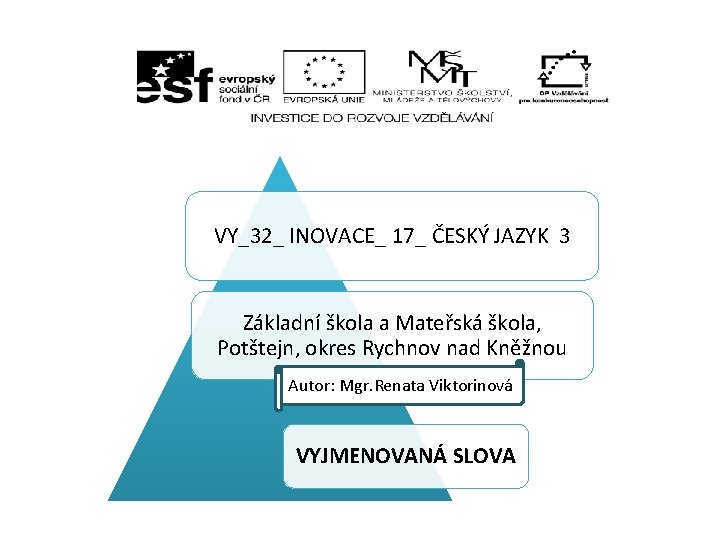 VY_32_ INOVACE_ 17_ ČESKÝ JAZYK 3 Základní škola a Mateřská škola, Potštejn, okres Rychnov