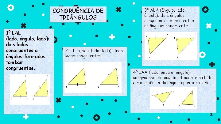 CONGRUÊNCIA DE TRI NGULOS 1º LAL (lado, ângulo, lado): dois lados congruentes e ângulos
