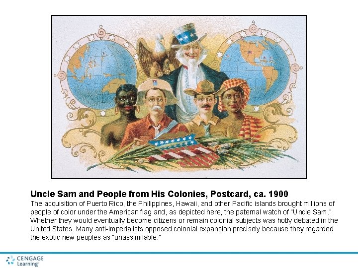 Uncle Sam and People from His Colonies, Postcard, ca. 1900 The acquisition of Puerto