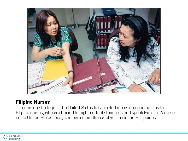 Filipino Nurses The nursing shortage in the United States has created many job opportunities